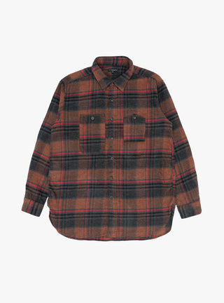 Plaid Flannel Work Shirt Orange & Red by Engineered Garments at Couverture and The Garbstore 