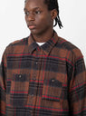 Plaid Flannel Work Shirt Orange & Red by Engineered Garments at Couverture and The Garbstore close up