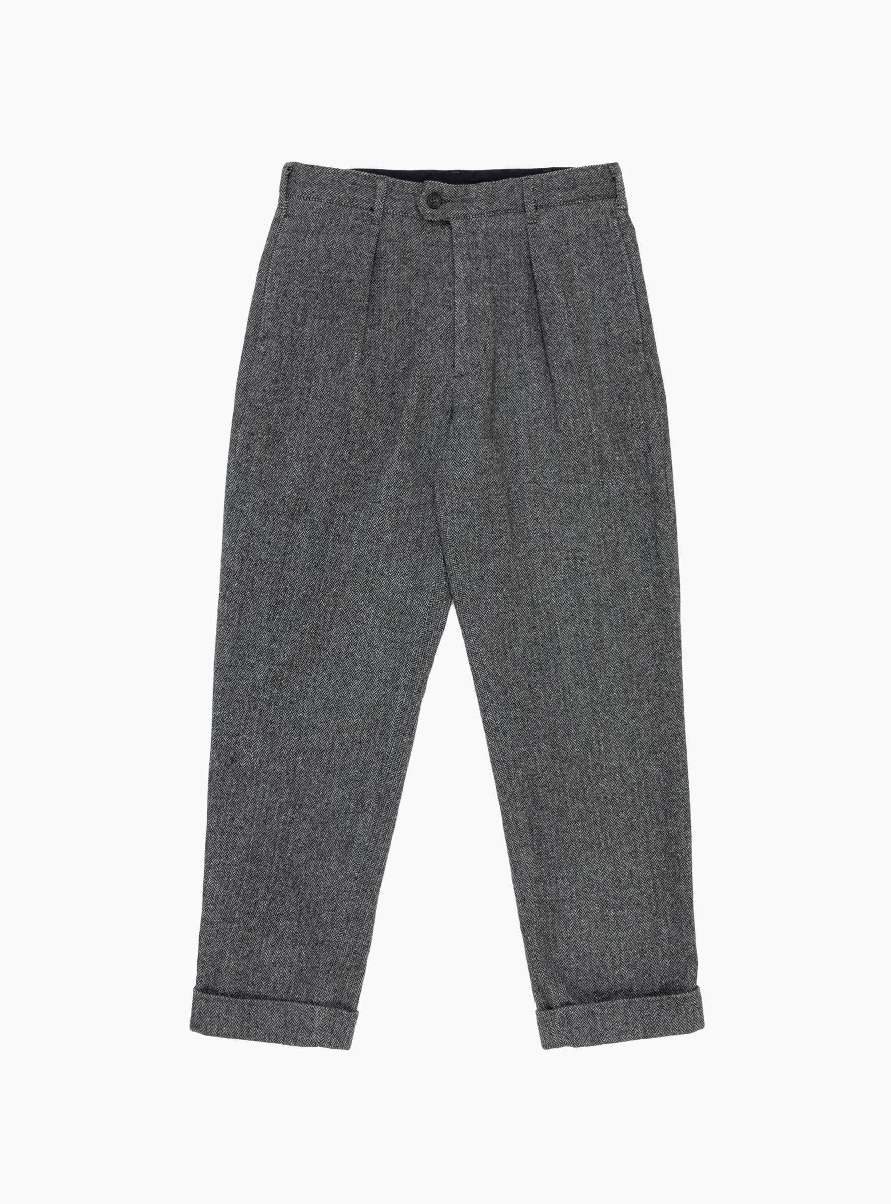 Wool Herringbone Carlyle Pant Grey