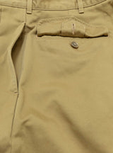 Double Pleat Chino Pants Tan by nanamica at Couverture and The Garbstore flap closure