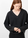 Wide V Neck Jumper Ink by Lauren Manoogian at Couverture and The Garbstore close up