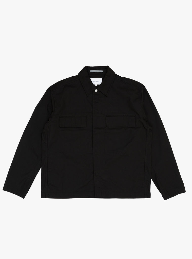 Pelle Fine Broken Twill Overshirt Black by Norse Projects at Couverture and The Garbstore