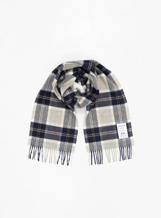 Moon Merino Lambswool Checked Scarf Navy by Norse Projects at Couverture and The Garbstore