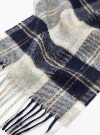 Moon Merino Lambswool Checked Scarf Navy by Norse Projects at Couverture and The Garbstore close up