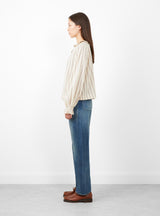 Cornflower Blouse Cream Lilac Stripe by Skall Studio at Couverture and The Garbstore side profile