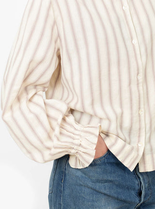 Cornflower Blouse Cream Lilac Stripe by Skall Studio at Couverture and The Garbstore close up