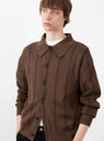 Formal Cardigan Light Brown Stripe by mfpen at Couverture and The Garbstore close up