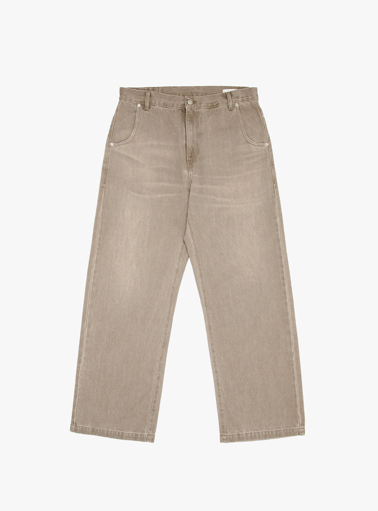 Straight Cut Rivet Jeans Washed Brown by mfpen at Couverture and The Garbstore 