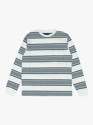 Long Sleeve Pocket Tee Wide Stripe Off White by Beams Plus at Couverture and The Garbstore 