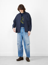 Warden Pant Washed Indigo by TDR at Couverture and The Garbstore on model 