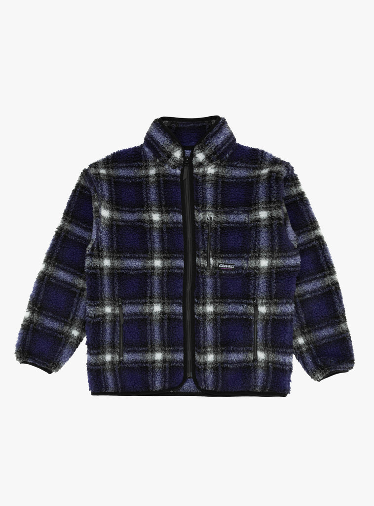 Shadow Plaid Sherpa Jacket Purple by Gramicci at Couverture and The Garbstore