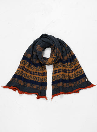 Fulling Wool Coptic Skull Scarf Navy by Kapital at Couverture and The Garbstore 