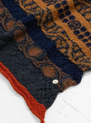 Fulling Wool Coptic Skull Scarf Navy by Kapital at Couverture and The Garbstore close up 