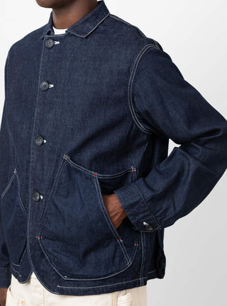 11.5oz x 8oz RINGOMAN Coverall Indigo by Kapital at Couverture and The Garbstore close up