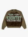 Grizzly Fur Sweatshirt Khaki by Kapital at Couverture and The Garbstore 