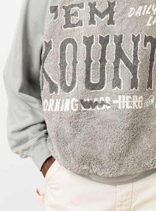 Grizzly Fur Sweatshirt Grey by Kapital at Couverture and The Garbstore close up 