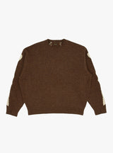 5G Wool Bone Crew Sweater Brown by Kapital at Couverture and The Garbstore 