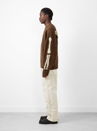 5G Wool Bone Crew Sweater Brown by Kapital at Couverture and The Garbstore side profile