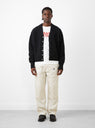 5G Wool Bone Short Cardigan Black by Kapital at Couverture and The Garbstore model full profile