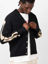 5G Wool Bone Short Cardigan Black by Kapital at Couverture and The Garbstore close up