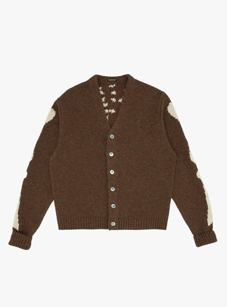 5G Wool Bone Short Cardigan Brown by Kapital at Couverture and The Garbstore