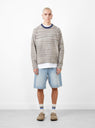 Textured Contrast Collar Crew Grey Multi by Stussy at Couverture and The Garbstore 