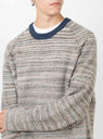 Textured Contrast Collar Crew Grey Multi by Stussy at Couverture and The Garbstore close up