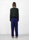 Merino Wool Striped Cardigan Green by Cordera at Couverture and The Garbstore rear shot