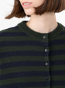 Merino Wool Striped Cardigan Green by Cordera at Couverture and The Garbstore close up