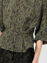 Tazara Top Feline Khaki Spice on model at Couverture and The Garbstore close up