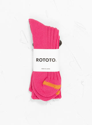 Chunky Ribbed Crew Socks Dark Pink by ROTOTO at Couverture and The Garbstore pair