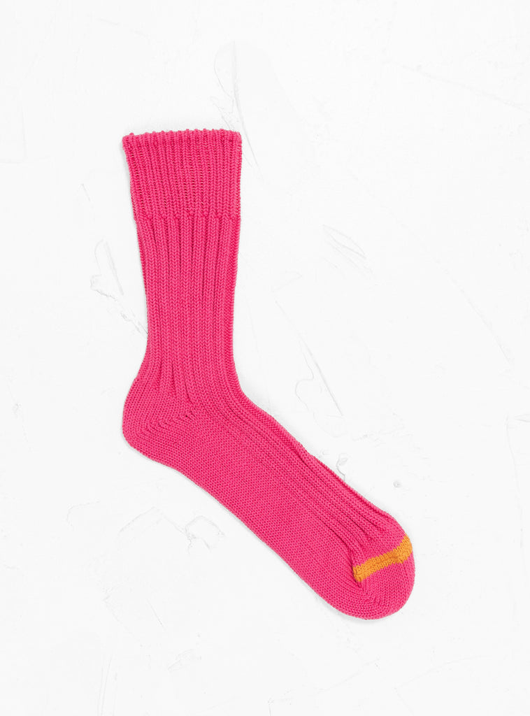 Chunky Ribbed Crew Socks Dark Pink by ROTOTO at Couverture and The Garbstore