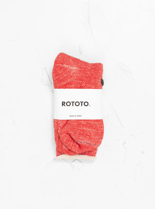 Double Face Merino Wool Crew Socks Red by ROTOTO at Couverture and The Garbstore pair 