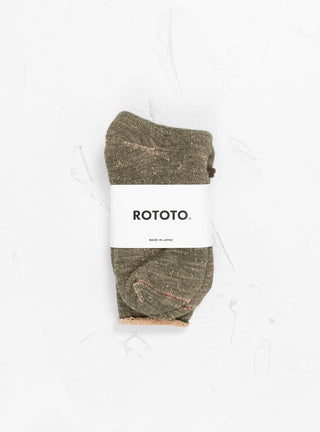 Double Face Merino Wool Crew Socks Green Brown by ROTOTO at Couverture and The Garbstore pair 