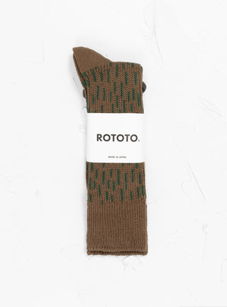 Rain Drop Crew Socks Olive Drab & Green by ROTOTO at Couverture and The Garbstore pair 