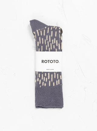 Rain Drop Crew Socks Steel Blue & Ivory by ROTOTO pair