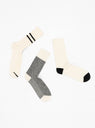 Recycled Cotton 3 Pack Crew Socks Off White & Black by ROTOTO at Couverture and The Garbstore