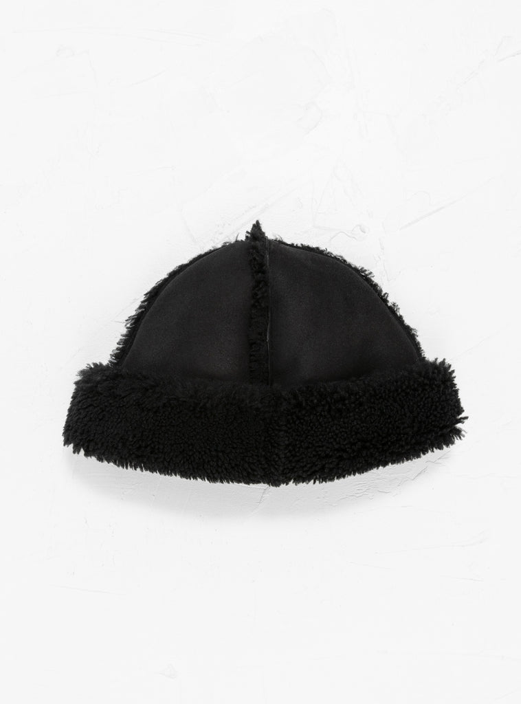 Suede Back Curly Seam Out Cap Black by Cawley at Couverture and The Garbstore