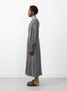 Carola Dress Navy Beige Check by Skall Studio at Couverture and The Garbstore side profile