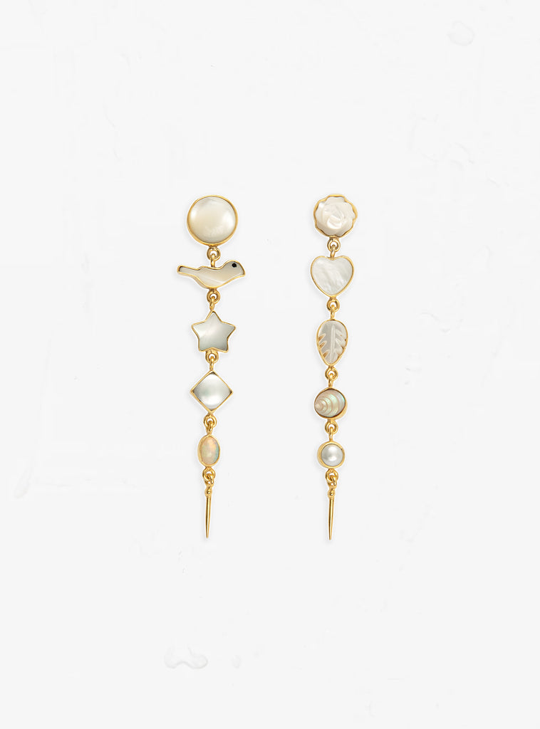 Five Charm With Victorian Drop Earrings White by Grainne Morton at Couverture and The Garbstore