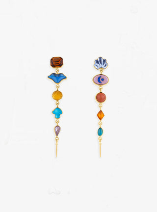 Five Charm Victorian Drop Earrings Multi by Grainne Morton at Couverture and The Garbstore