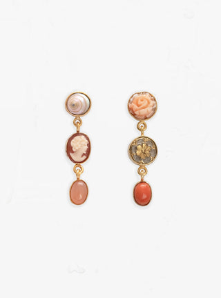 Three Charm Moving Drop Earrings Pink by Grainne Morton at Couverture and The Garbstore