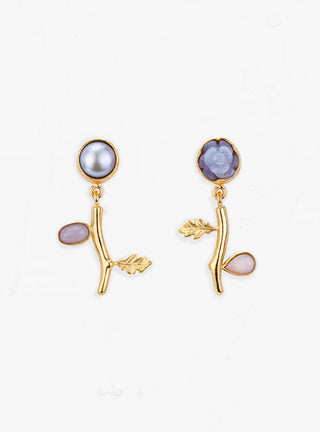 Flower Drop Earrings Blue by Grainne Morton at Couverture and The Garbstore