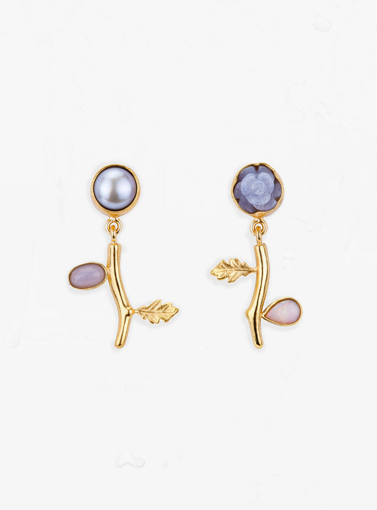 Flower Drop Earrings Blue by Grainne Morton at Couverture and The Garbstore