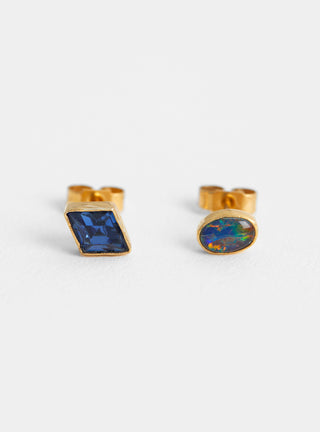 Mismatched Stud Earrings Blue by Grainne Morton at Couverture and The Garbstore 