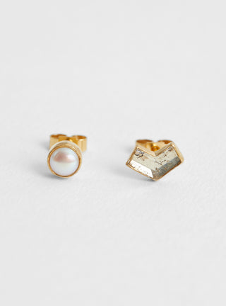 Mismatched Stud Earrings White by Grainne Morton at Couverture and The Garbstore