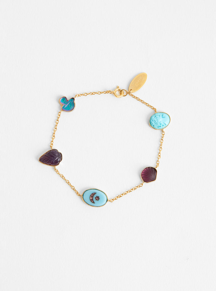 Five Mini Charm Bracelet Blue by Grainne Morton at Couverture and The Garbstore