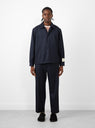 Wool Overshirt Navy by Farah Japan at Couverture and The Garbstore on model