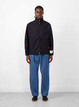 Stand Collar Zip Up Blouson Navy by Farah Japan at Couverture and The Garbstore on model