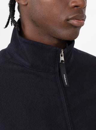 Stand Collar Zip Up Blouson Navy by Farah Japan at Couverture and The Garbstore close up